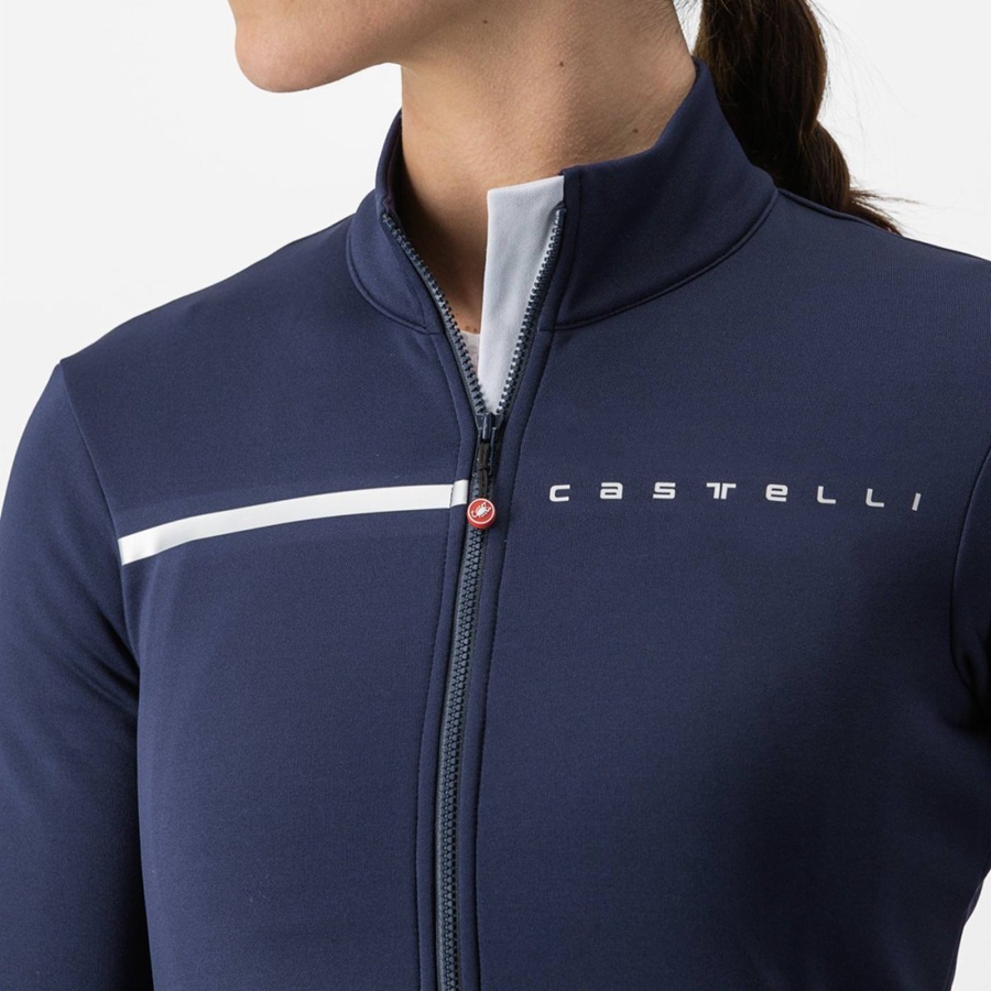 Blue / Silver Women Castelli SINERGIA 2 FZ Jersey | 298QXHYFM