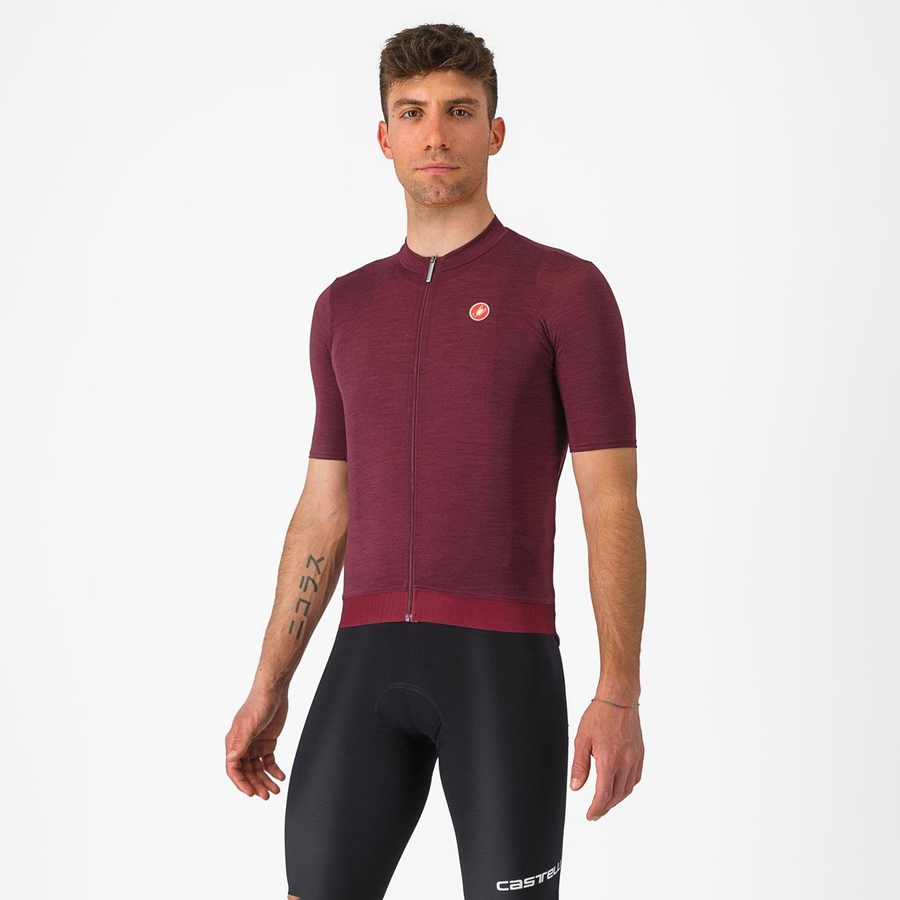 Burgundy Men Castelli ESSENZA Jersey | 307EQKTNR