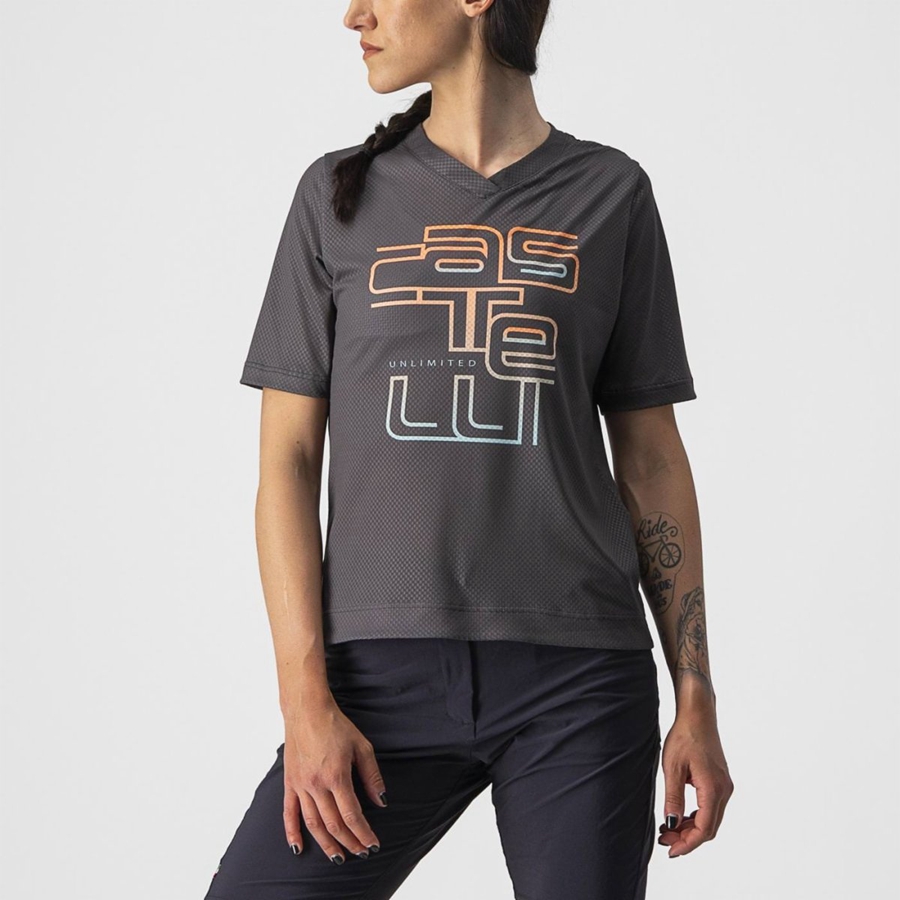 Dark Grey Women Castelli TRAIL TECH W TEE Jersey | 137FHABSL