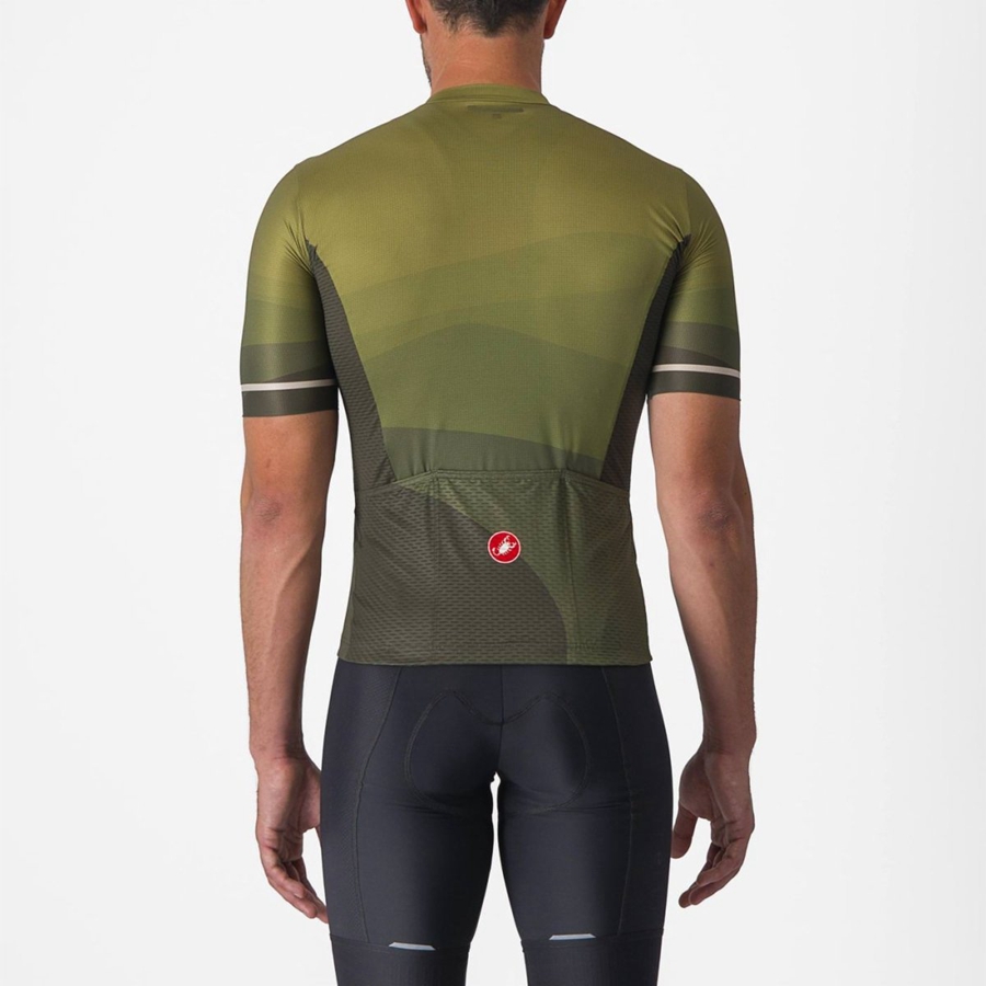 Deep Green / Olive / Silver Men Castelli ORIZZONTE Jersey | 638EPBHWN