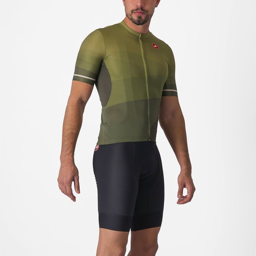 Deep Green / Olive / Silver Men Castelli ORIZZONTE Jersey | 638EPBHWN