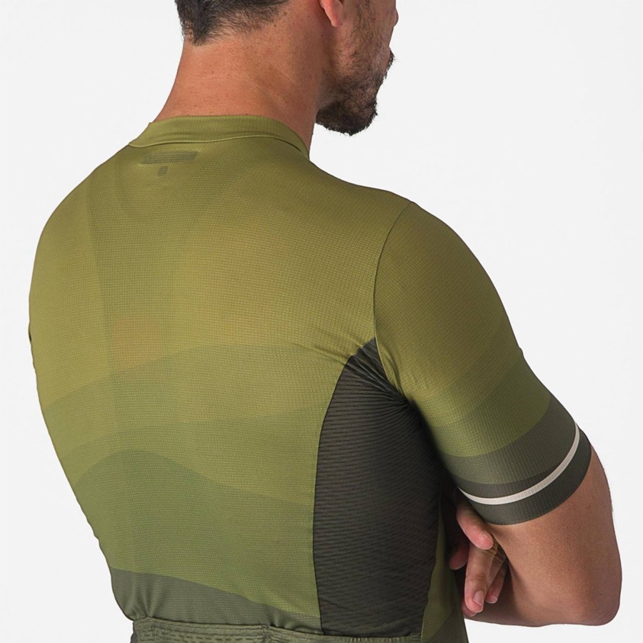 Deep Green / Olive / Silver Men Castelli ORIZZONTE Jersey | 638EPBHWN