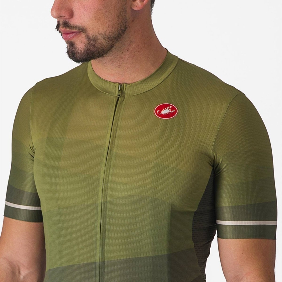 Deep Green / Olive / Silver Men Castelli ORIZZONTE Jersey | 638EPBHWN