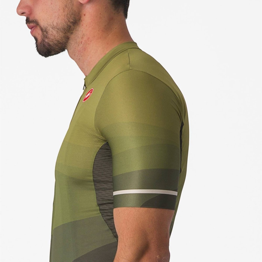 Deep Green / Olive / Silver Men Castelli ORIZZONTE Jersey | 638EPBHWN