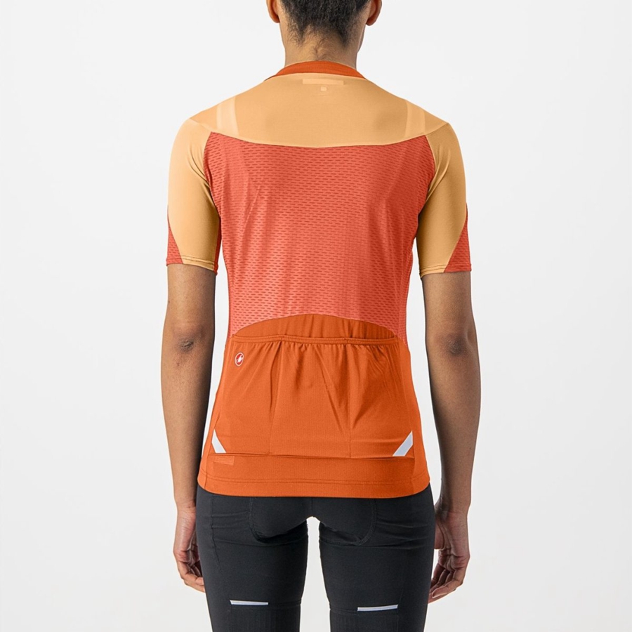 Deep Red Orange / Orange Women Castelli GRADIENT COLOR BLOCK Jersey | 478SPRQCU