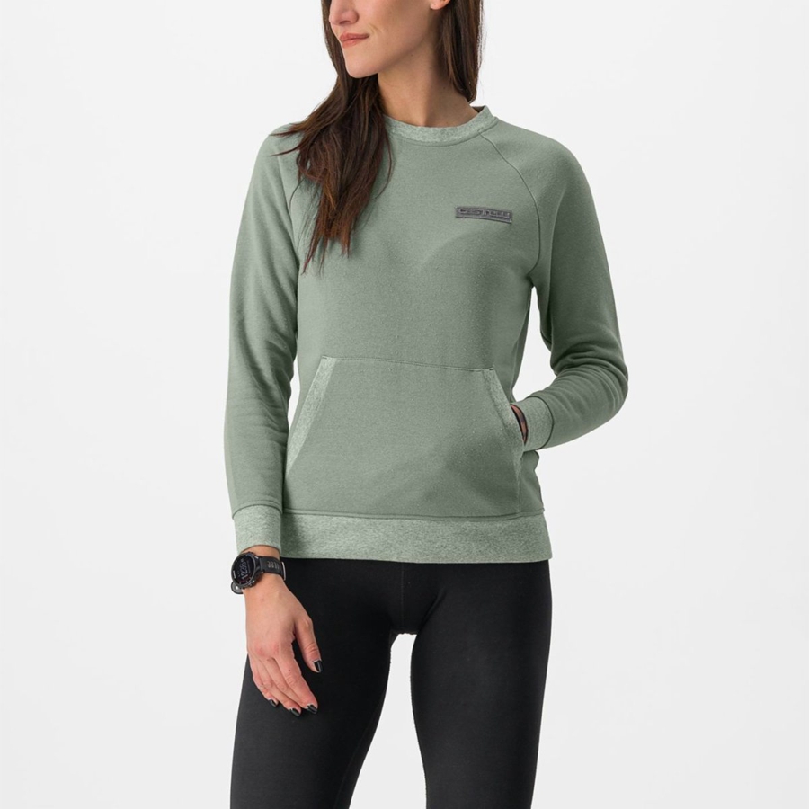 Green Women Castelli LOGO W SWEATSHIRT Casual | 683CHFNJM