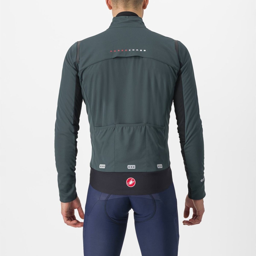 Green / Black Men Castelli ALPHA DOPPIO ROS Jackets | 910PVIKFL