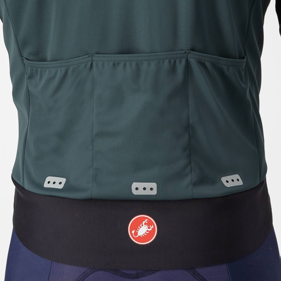 Green / Black Men Castelli ALPHA DOPPIO ROS Jackets | 910PVIKFL