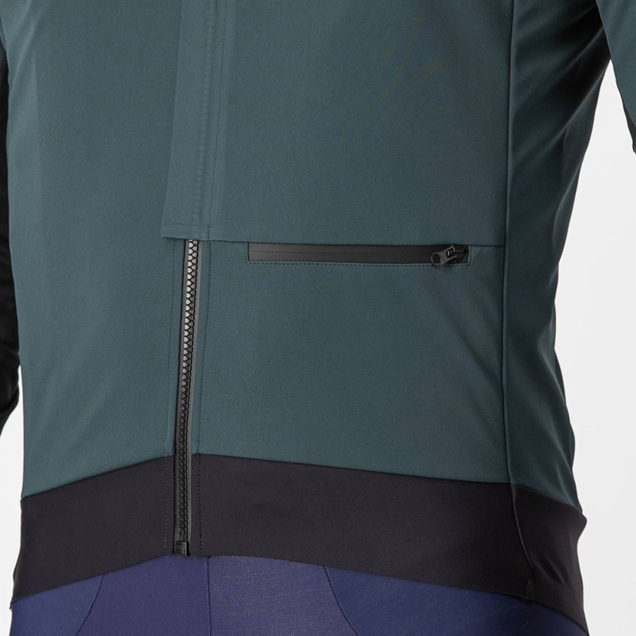 Green / Black Men Castelli ALPHA DOPPIO ROS Jackets | 910PVIKFL