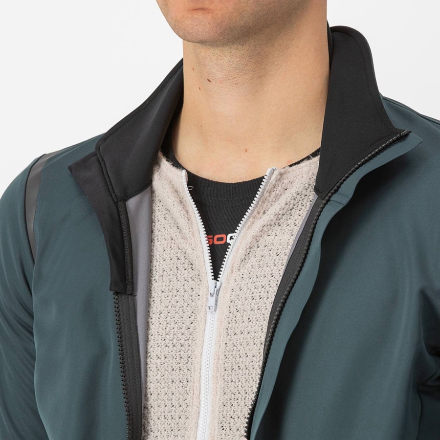 Green / Black Men Castelli ALPHA DOPPIO ROS Jackets | 910PVIKFL