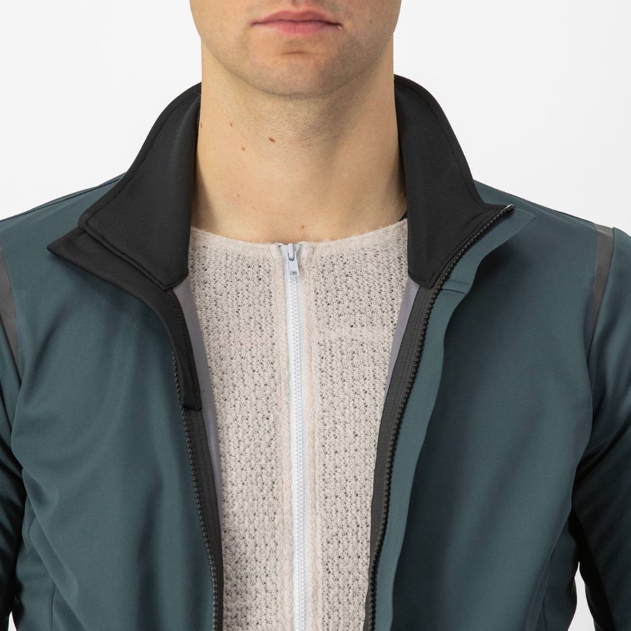 Green / Black Men Castelli ALPHA DOPPIO ROS Jackets | 910PVIKFL