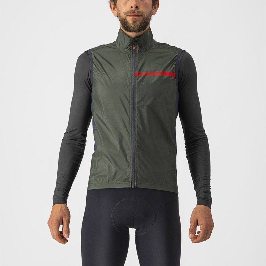 Green / Dark Grey Men Castelli SQUADRA STRETCH Vest | 473YVMZDK