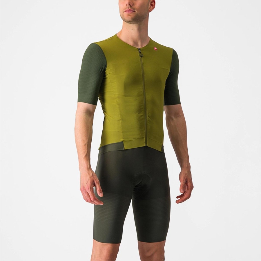 Green / Deep Green Men Castelli PREMIO Jersey | 109UYVGOB