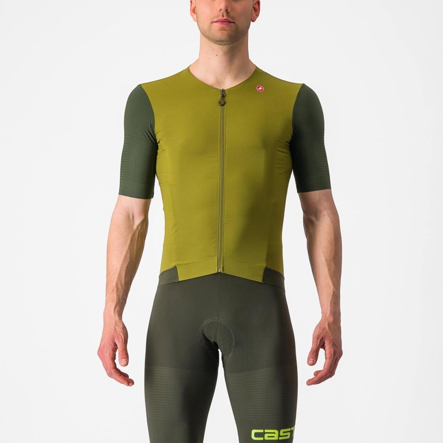 Green / Deep Green Men Castelli PREMIO Jersey | 109UYVGOB