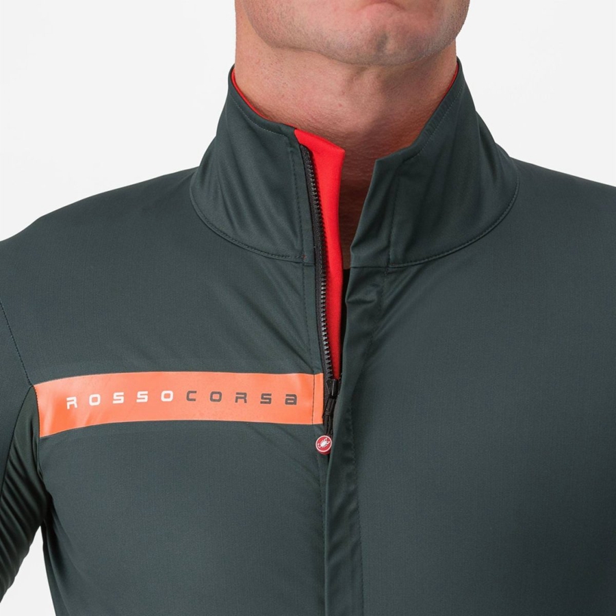 Green / Red Orange Men Castelli BETA RoS Jackets | 657ESATCV