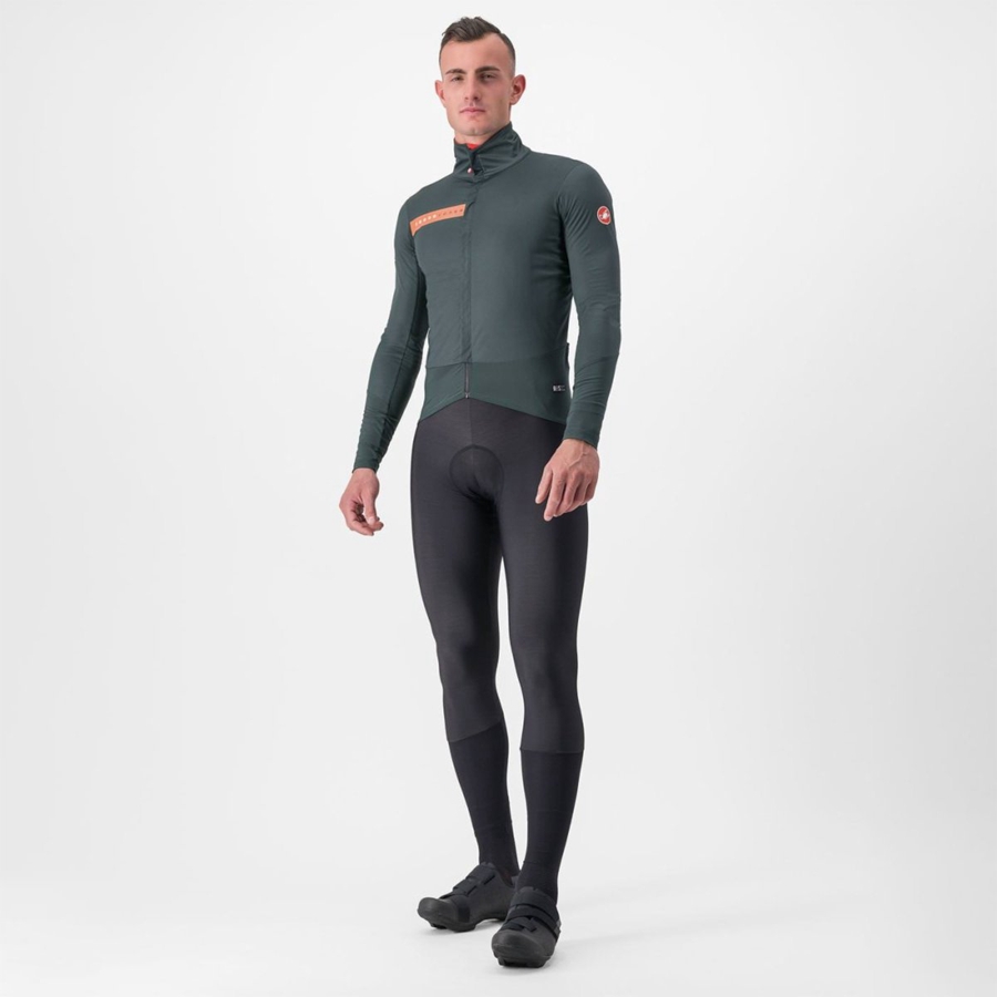 Green / Red Orange Men Castelli BETA RoS Jackets | 657ESATCV