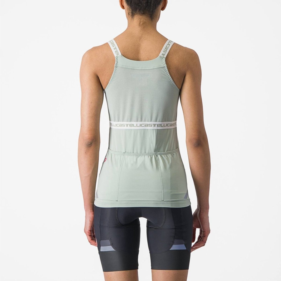 Green / White Women Castelli BAVETTE TOP Jersey | 895RPIHBQ