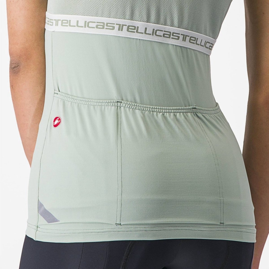 Green / White Women Castelli BAVETTE TOP Jersey | 895RPIHBQ