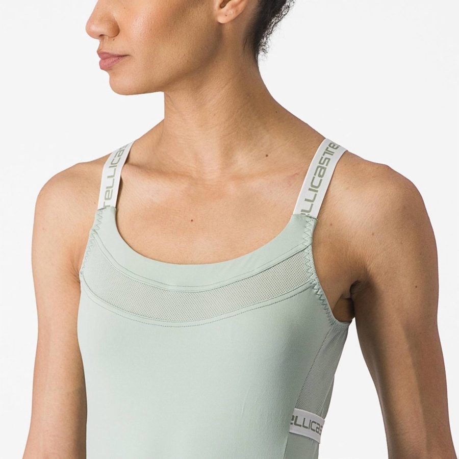 Green / White Women Castelli BAVETTE TOP Jersey | 895RPIHBQ