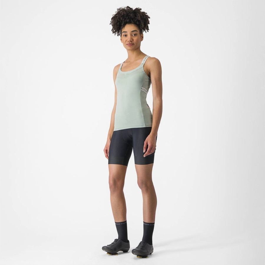 Green / White Women Castelli BAVETTE TOP Jersey | 895RPIHBQ