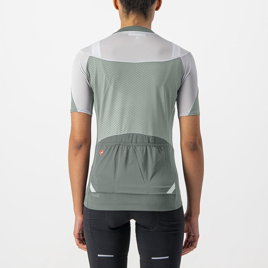 Green / White Women Castelli GRADIENT COLOR BLOCK Jersey | 793SONPUX