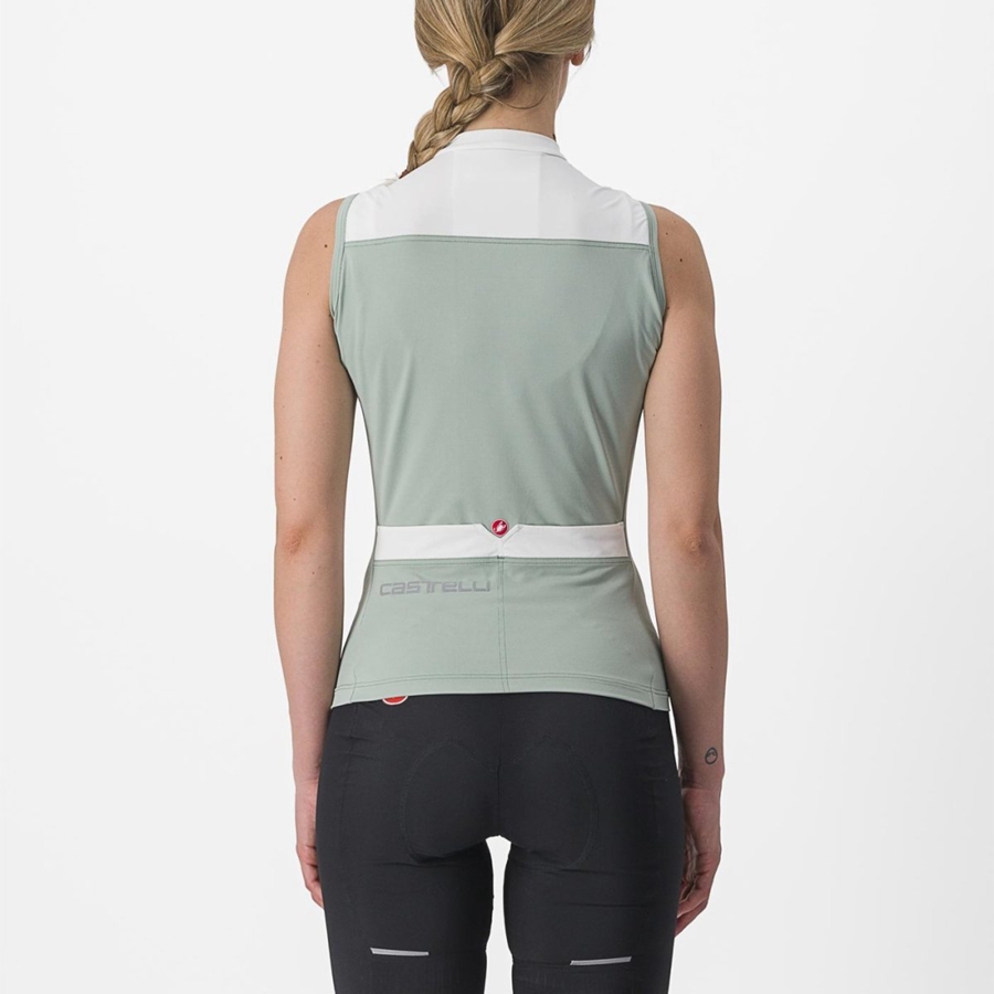 Green / White Women Castelli SOLARIS SLEEVELESS Jersey | 312ESPUBL