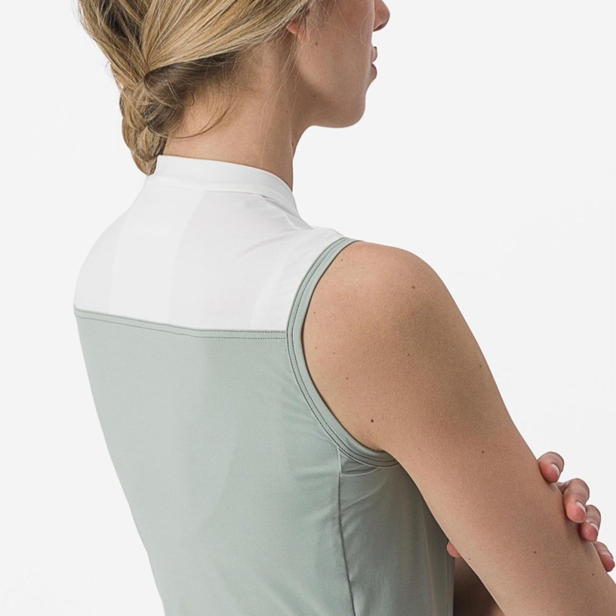 Green / White Women Castelli SOLARIS SLEEVELESS Jersey | 312ESPUBL