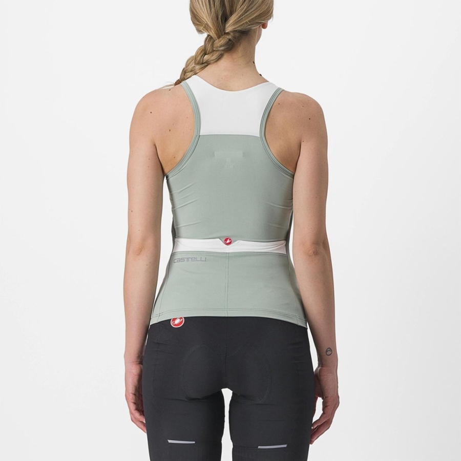 Green / White Women Castelli SOLARIS TOP Jersey | 528URPIAQ