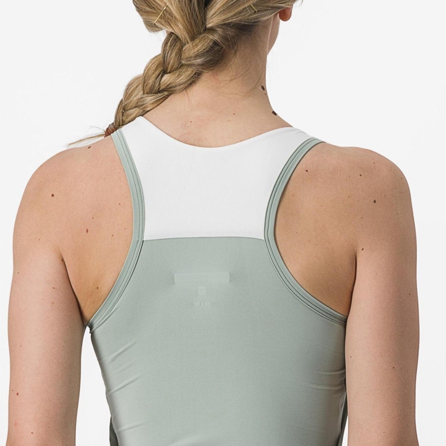 Green / White Women Castelli SOLARIS TOP Jersey | 528URPIAQ