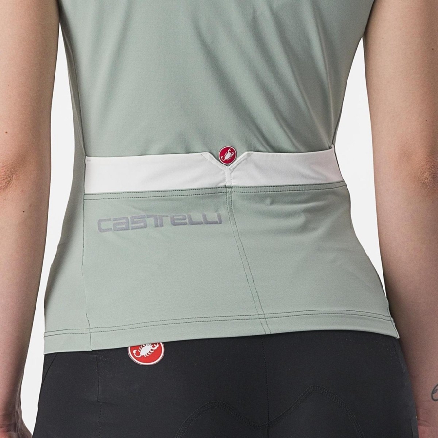 Green / White Women Castelli SOLARIS TOP Jersey | 528URPIAQ