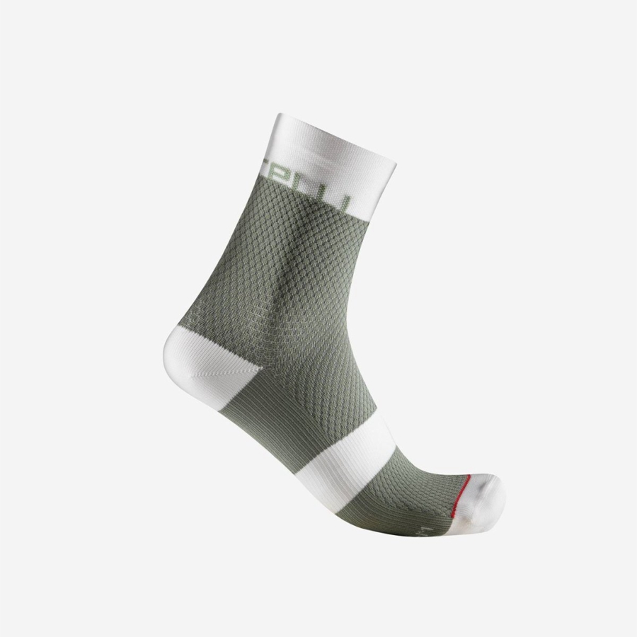 Green / White Women Castelli VELOCISSIMA 12 Socks | 384BVLCFZ