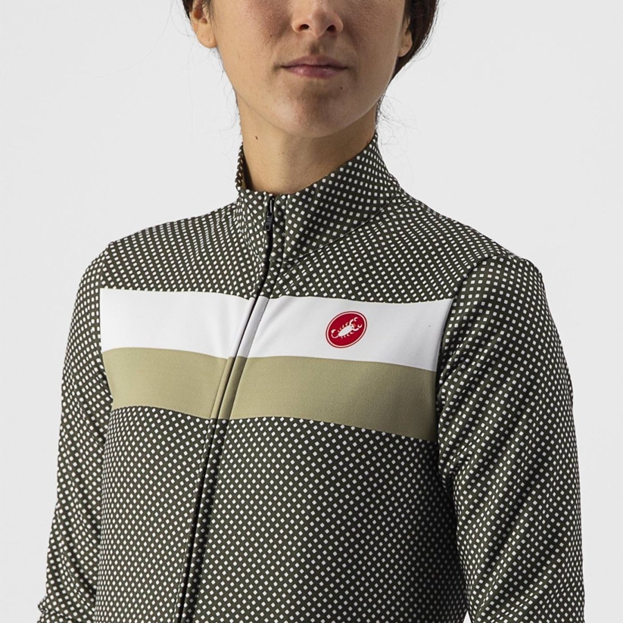 Green / White / Green Women Castelli VOLARE LS Jersey | 201GZBUNX