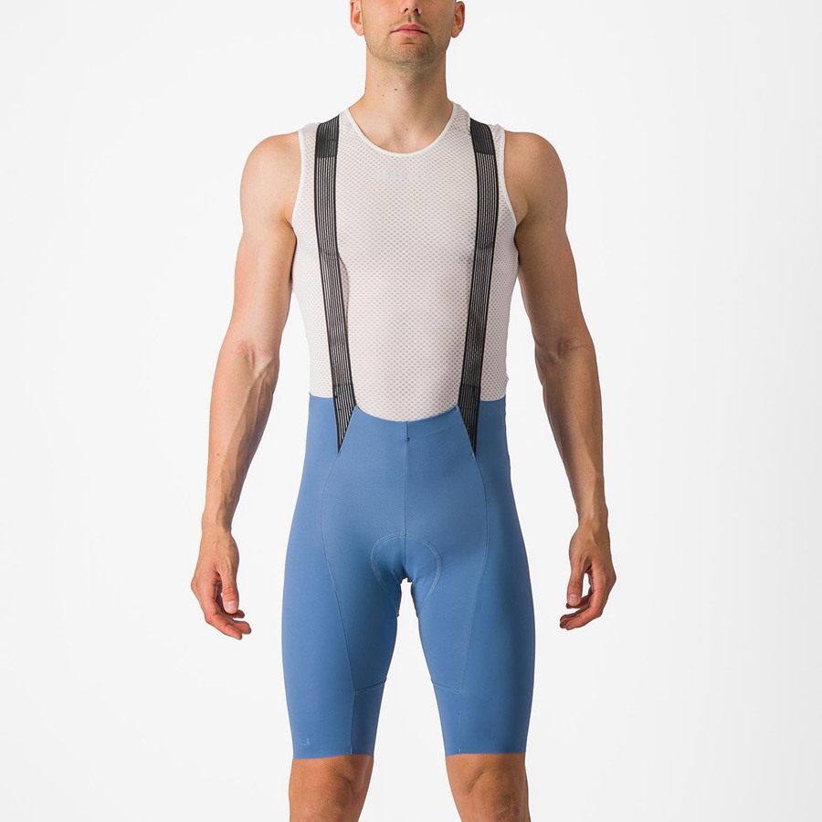 Grey Blue Men Castelli FREE AERO RC Bib Shorts | 986TQODJW