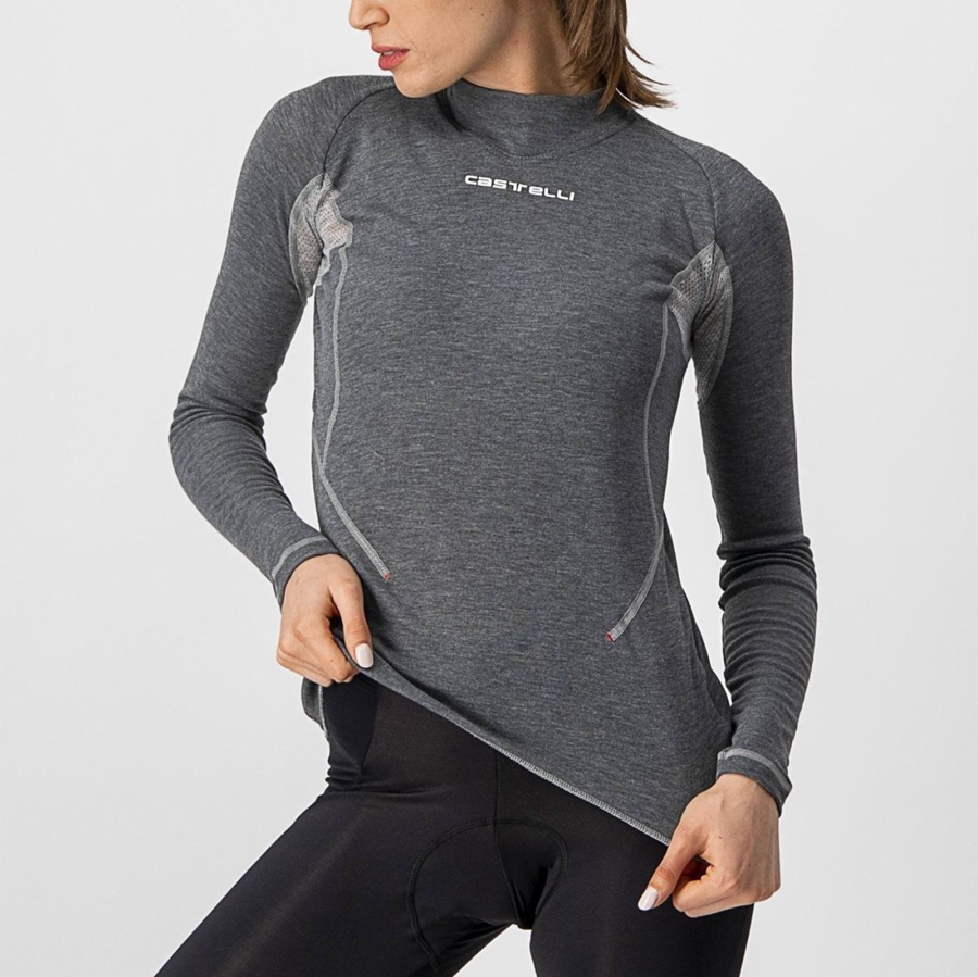 Grey Women Castelli FLANDERS 2 W WARM LONG SLEEVE Base Layer | 329YSOXIL