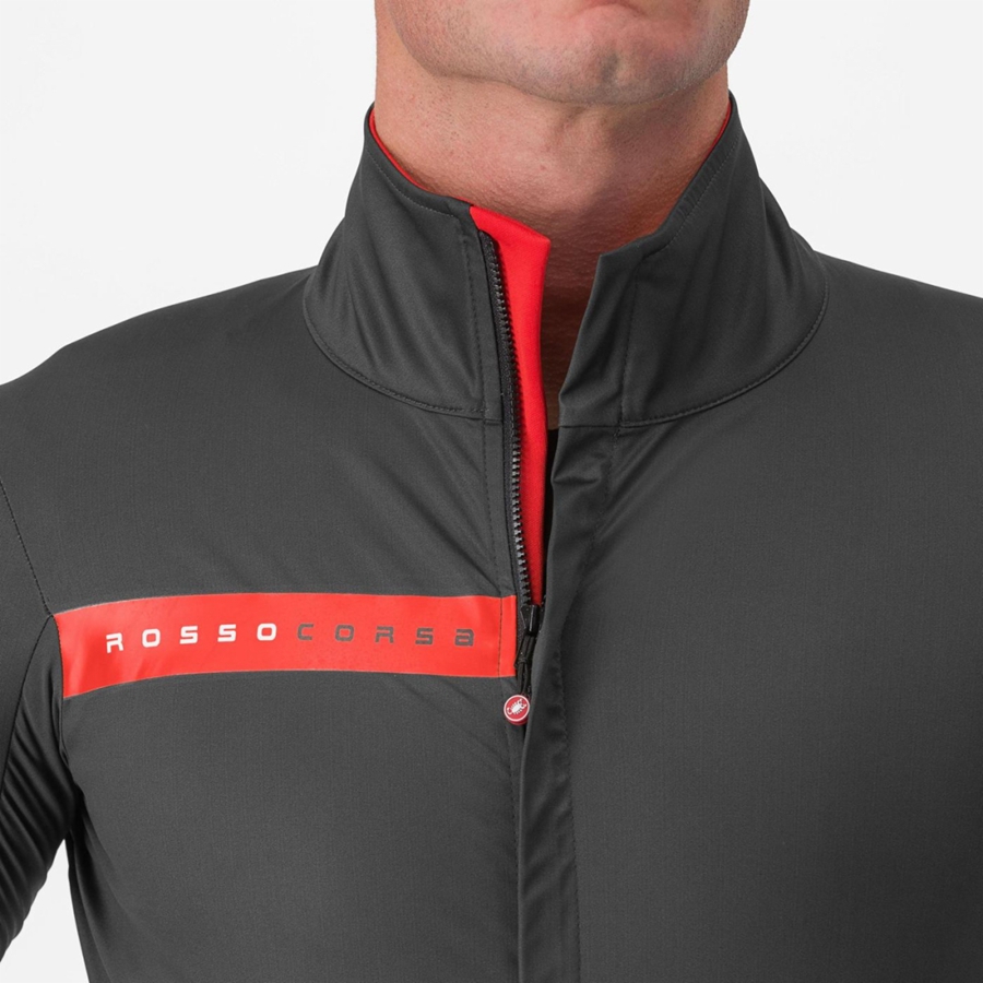 Grey / Dark Grey / Red Men Castelli BETA RoS Jackets | 460XZOMTC