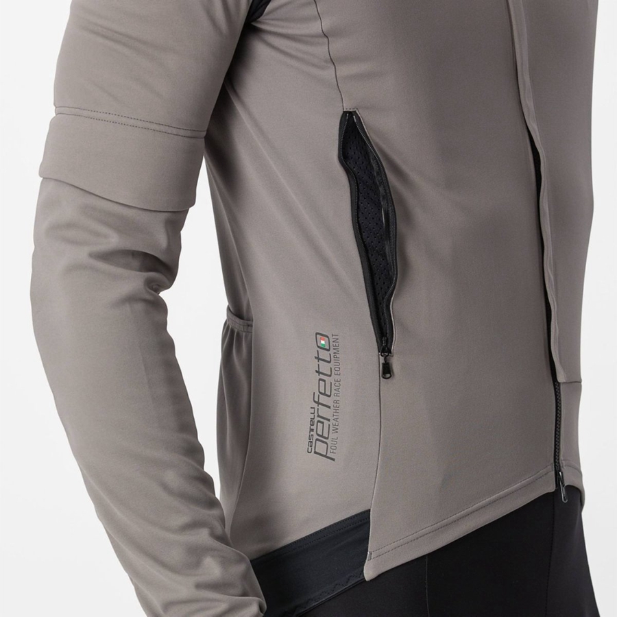 Grey / Khaki Grey Men Castelli PERFETTO RoS 2 CONVERTIBLE Jackets | 604NILHUV