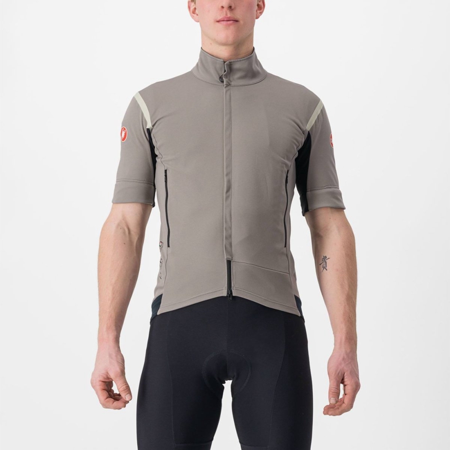 Grey / Khaki Grey Men Castelli PERFETTO RoS 2 CONVERTIBLE Jackets | 604NILHUV