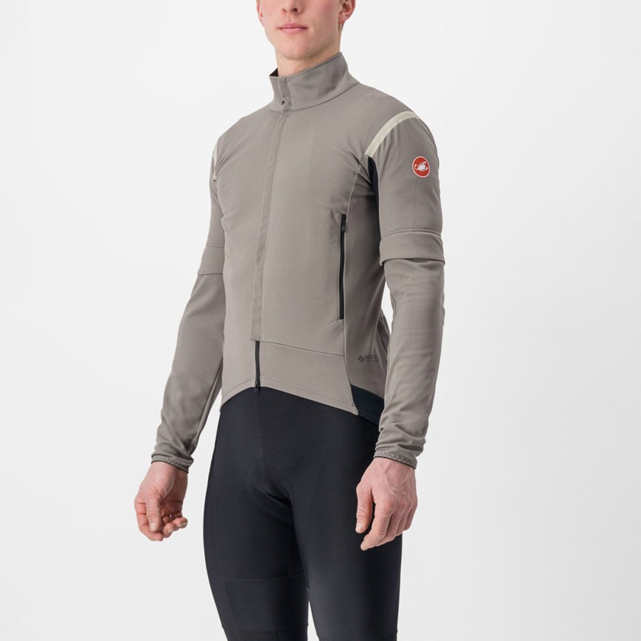 Grey / Khaki Grey Men Castelli PERFETTO RoS 2 CONVERTIBLE Jackets | 604NILHUV