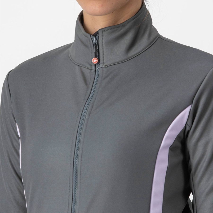 Grey / Purple Women Castelli DINAMICA 2 Jackets | 370GLDXHK