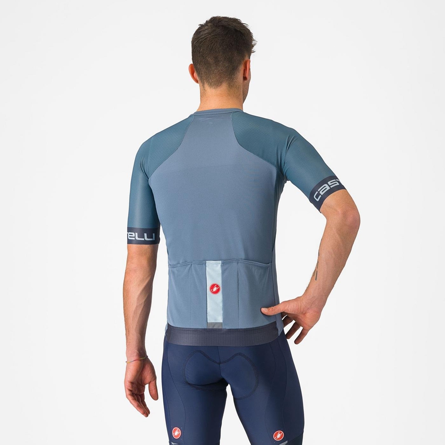 Light Grey Blue / Dark Grey Men Castelli ENTRATA VI Jersey | 125SJAIUK