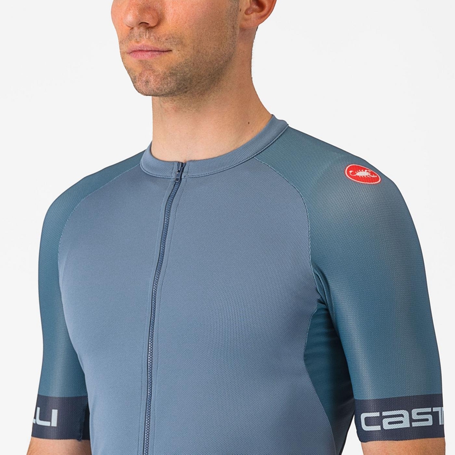 Light Grey Blue / Dark Grey Men Castelli ENTRATA VI Jersey | 125SJAIUK