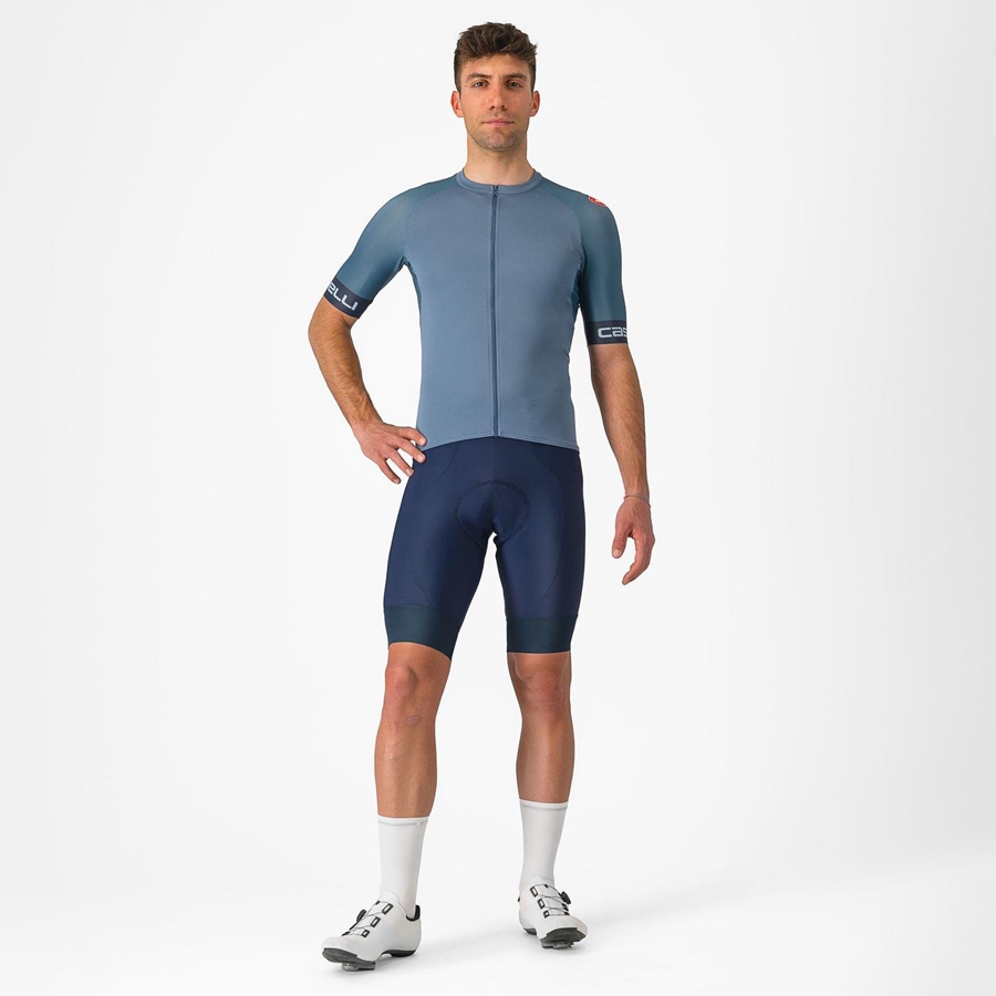 Light Grey Blue / Dark Grey Men Castelli ENTRATA VI Jersey | 125SJAIUK