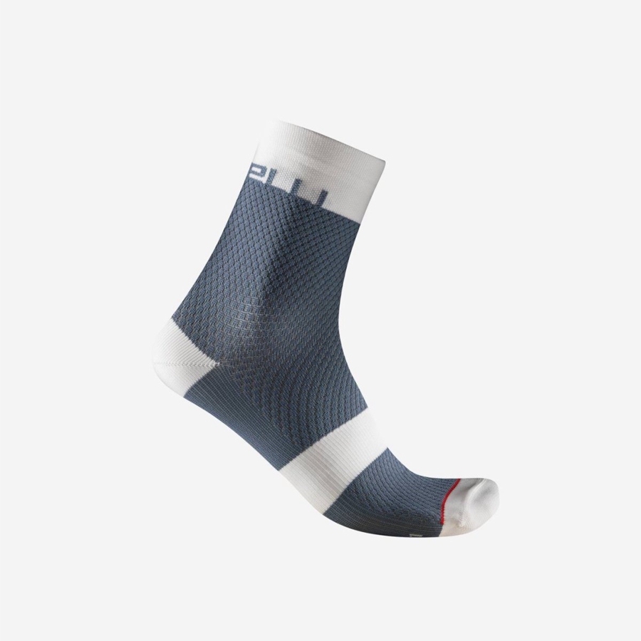 Light Grey Blue / White Women Castelli VELOCISSIMA 12 Socks | 487SRKXIL