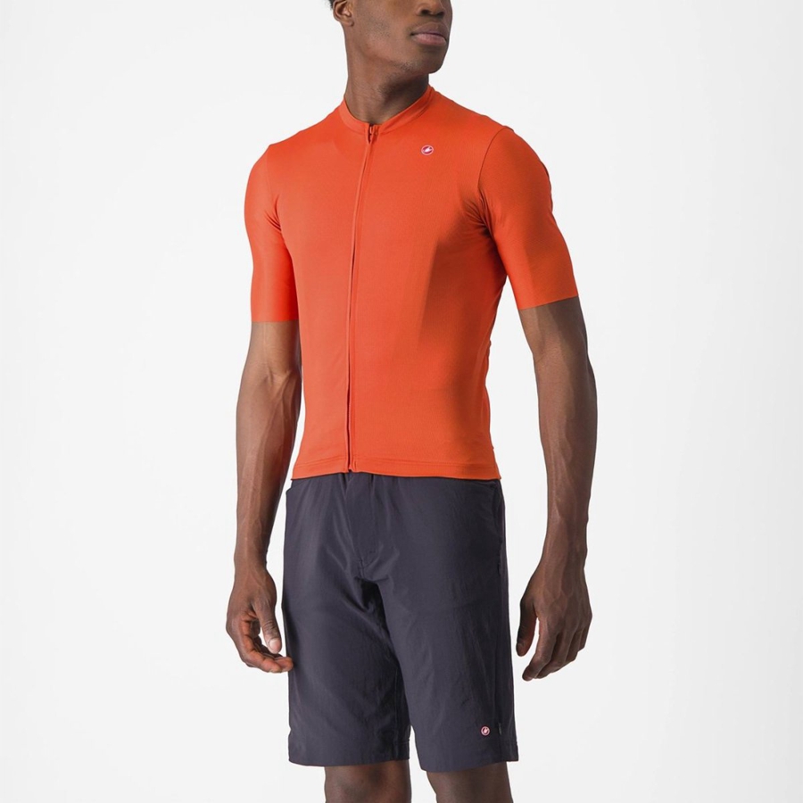 Orange Red / Grey Men Castelli UNLIMITED ENTRATA 2 Jersey | 716JGHBAW