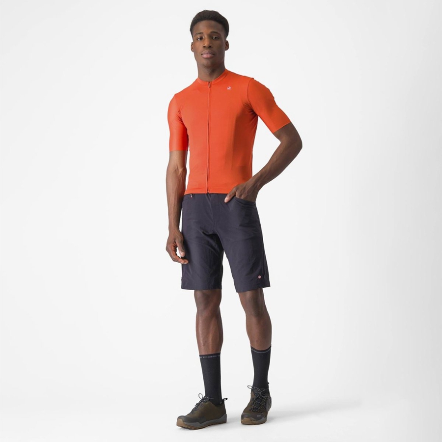 Orange Red / Grey Men Castelli UNLIMITED ENTRATA 2 Jersey | 716JGHBAW