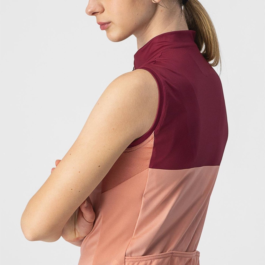 Pink / Burgundy Women Castelli VELOCISSIMA SLEEVELESS Jersey | 693MTRGQI