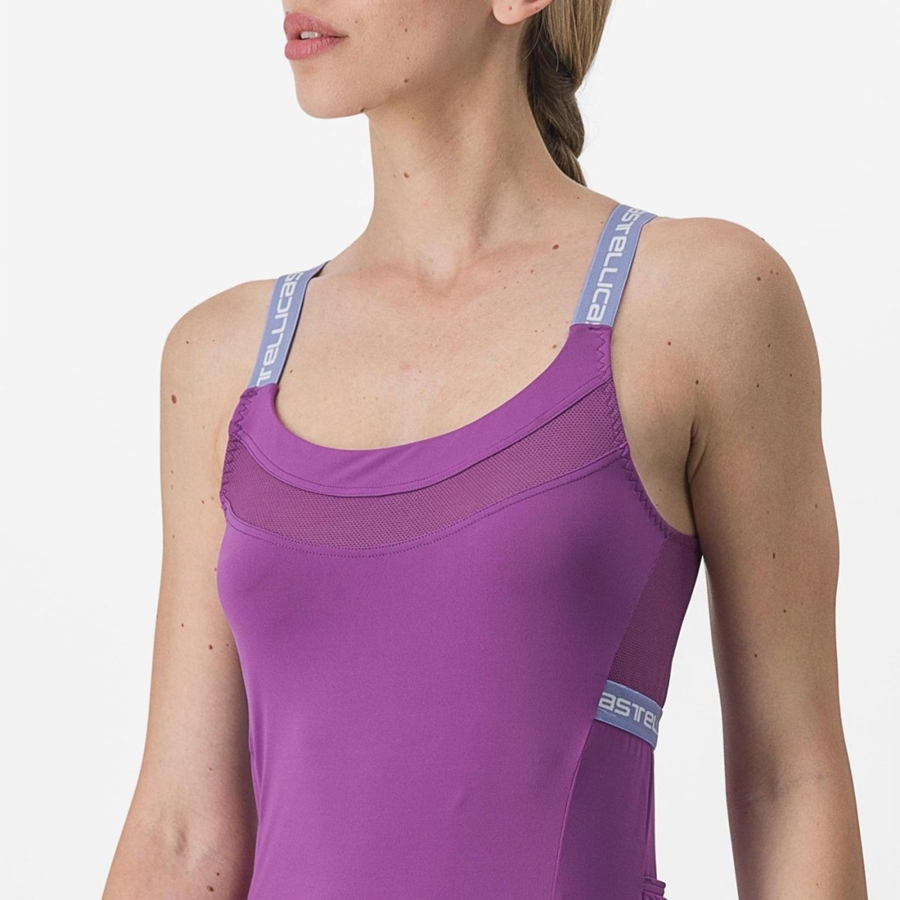 Purple White Women Castelli BAVETTE TOP Jersey | 521UNKWYO