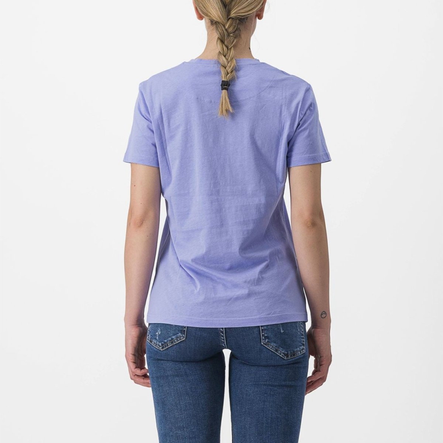 Purple White Women Castelli PEDALARE TEE Casual | 843WAODKV