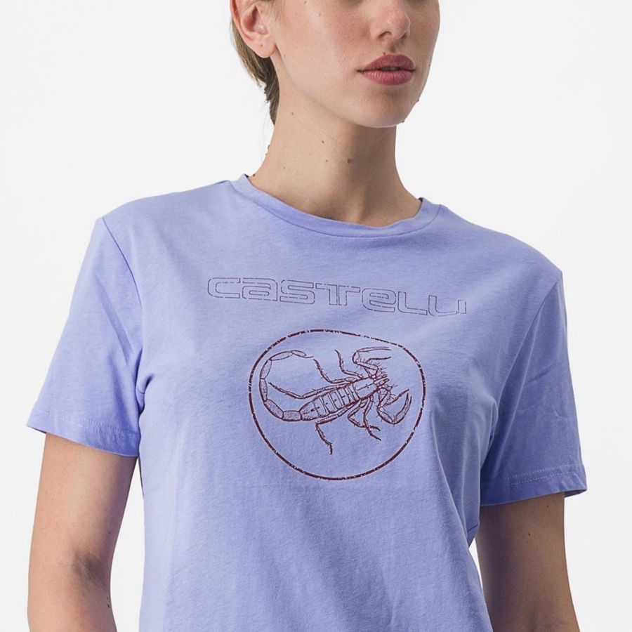 Purple White Women Castelli PEDALARE TEE Casual | 843WAODKV