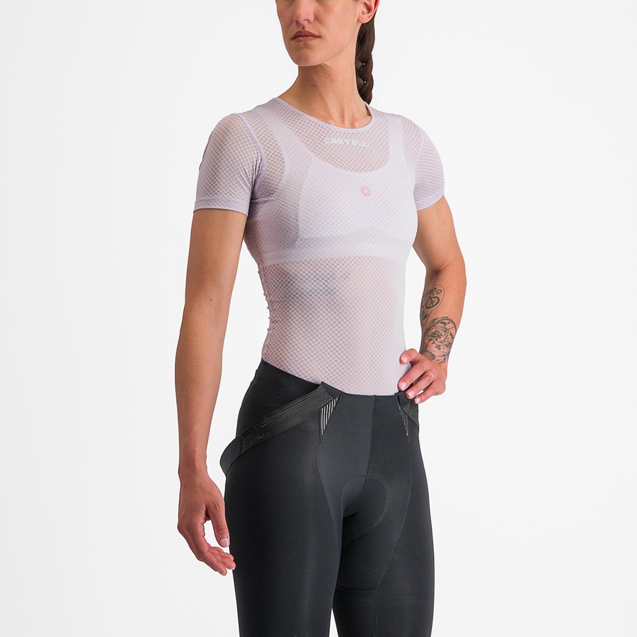 Purple White Women Castelli PRO MESH W SHORT SLEEVE Base Layer | 439YJTNUX